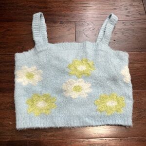 Kendall & Kylie Soft Knit Sweater in Light Blue and Cream